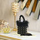 BEADED FAUX FEATHER BUCKET BAG - RajsiPoshak