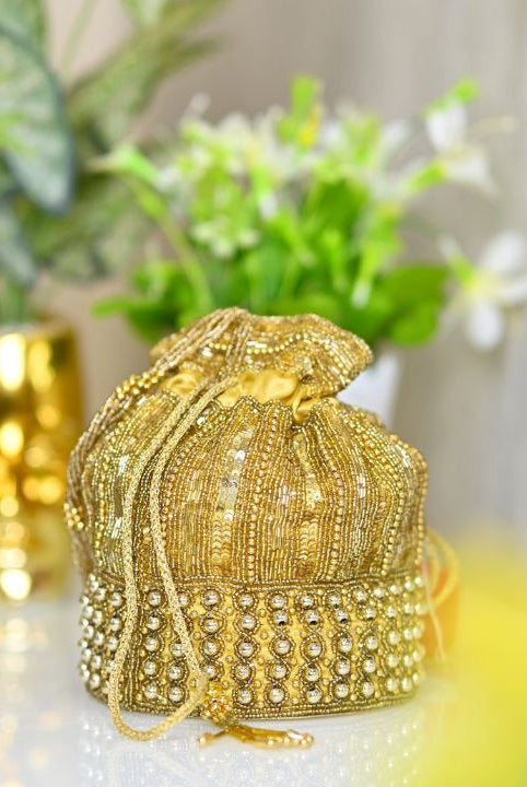 Golden beads Potli bag - RajsiPoshak