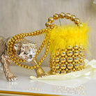 BEADED FAUX FEATHER BUCKET BAG - RajsiPoshak