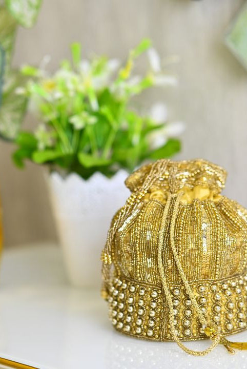 Golden beads Potli bag - RajsiPoshak
