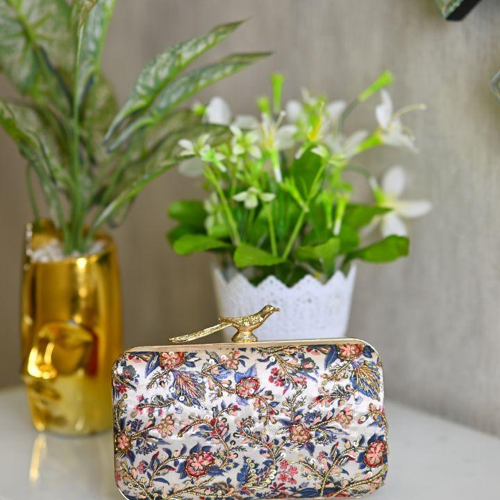 Party Clutch Purse with Rainbow Embroidery - RajsiPoshak