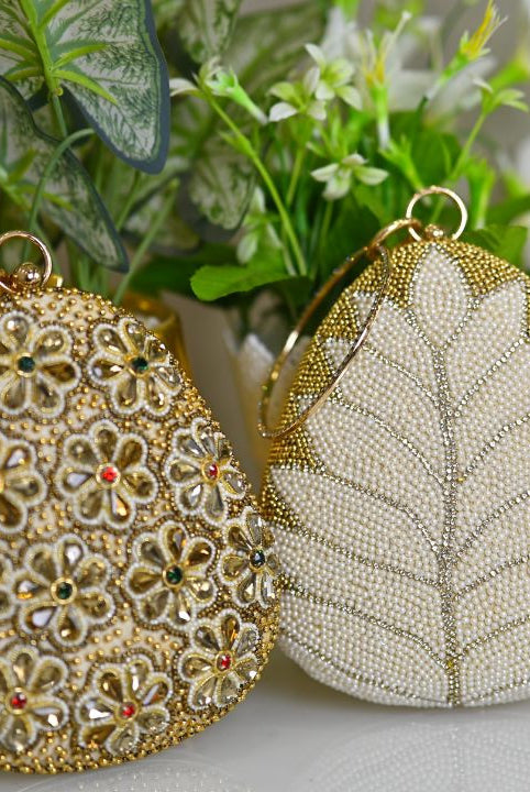 Almond Clutch with Bangle Styled Handle - RajsiPoshak