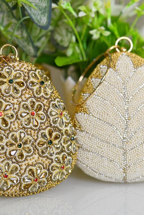 Almond Clutch with Bangle Styled Handle - RajsiPoshak