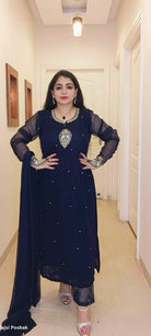 DARK BLUE DESIGNER PARTYWEAR SUIT - RajsiPoshak