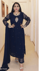 DARK BLUE DESIGNER PARTYWEAR SUIT - RajsiPoshak