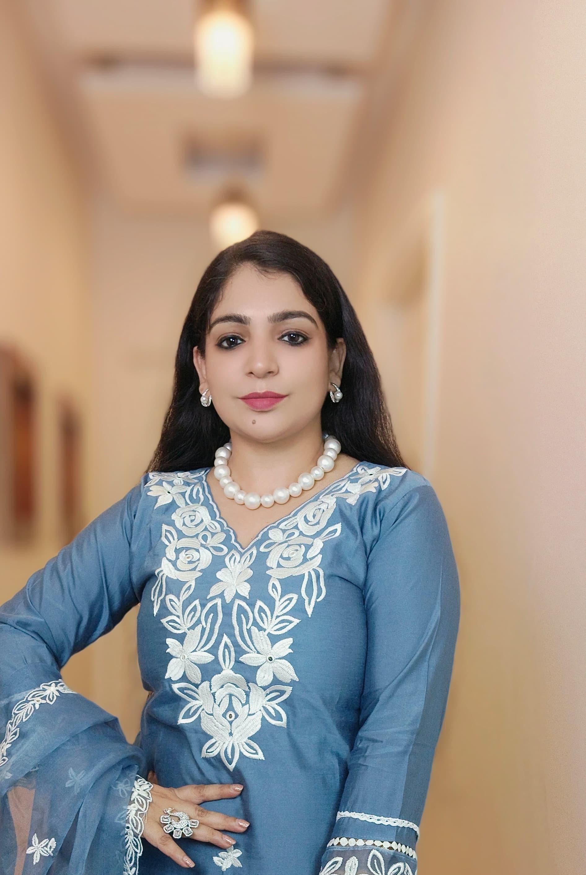 POWDER BLUE SILK EMBROIDERED SUIT with Lining & ORGANZA Duppatta C070611 - RajsiPoshak