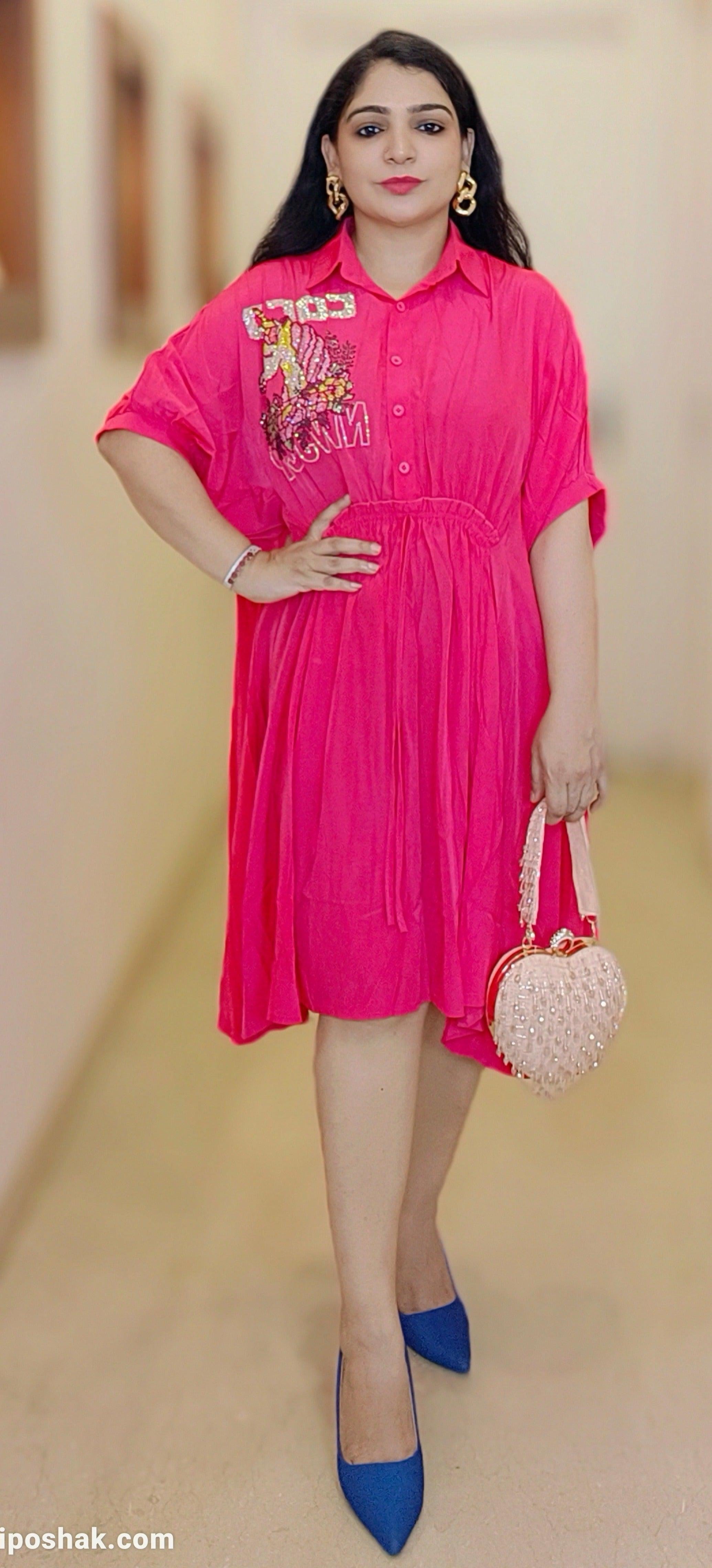 IMPORTED FABRIC DRESS WITH SIROSKI - RajsiPoshak