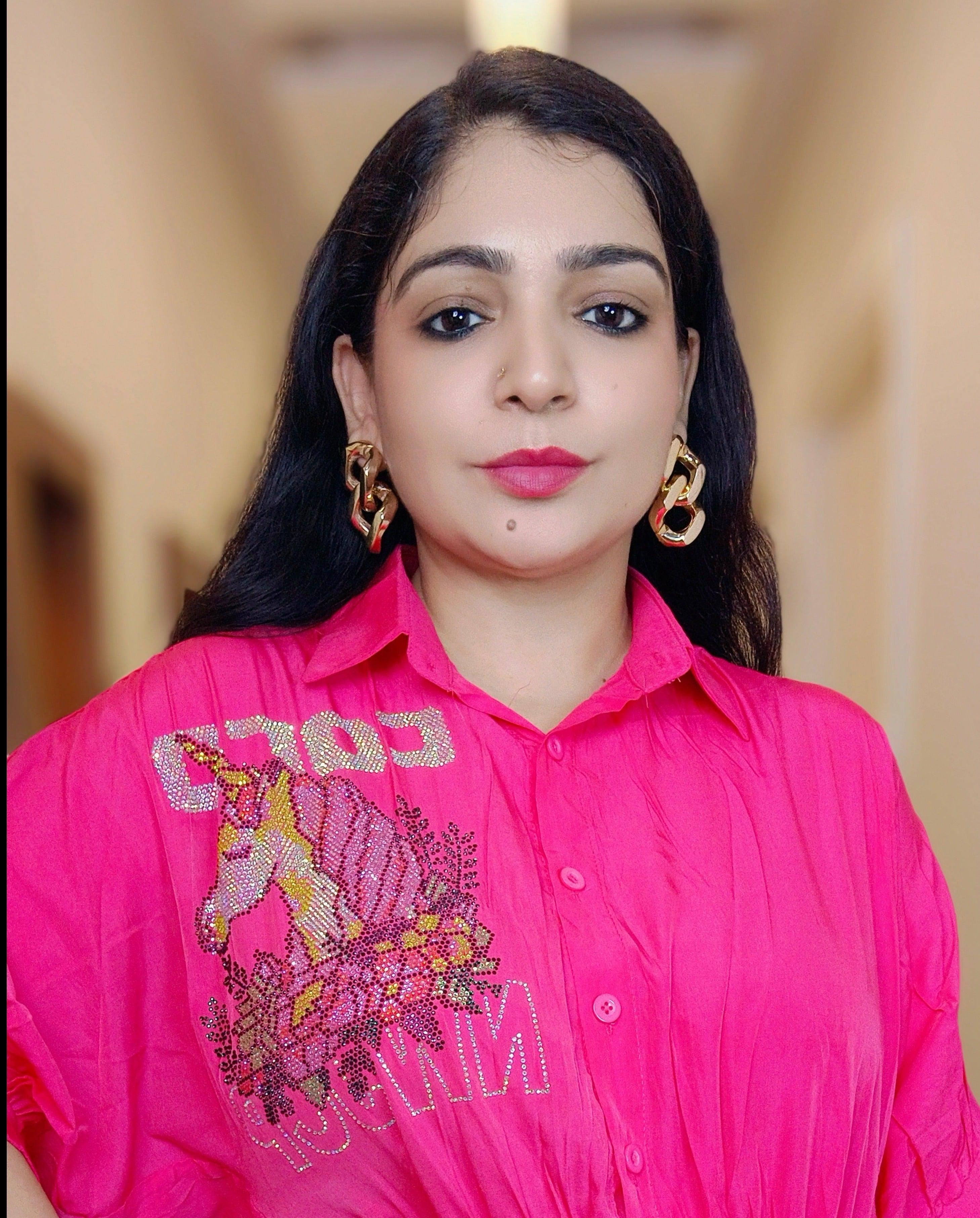 IMPORTED FABRIC DRESS WITH SIROSKI - RajsiPoshak