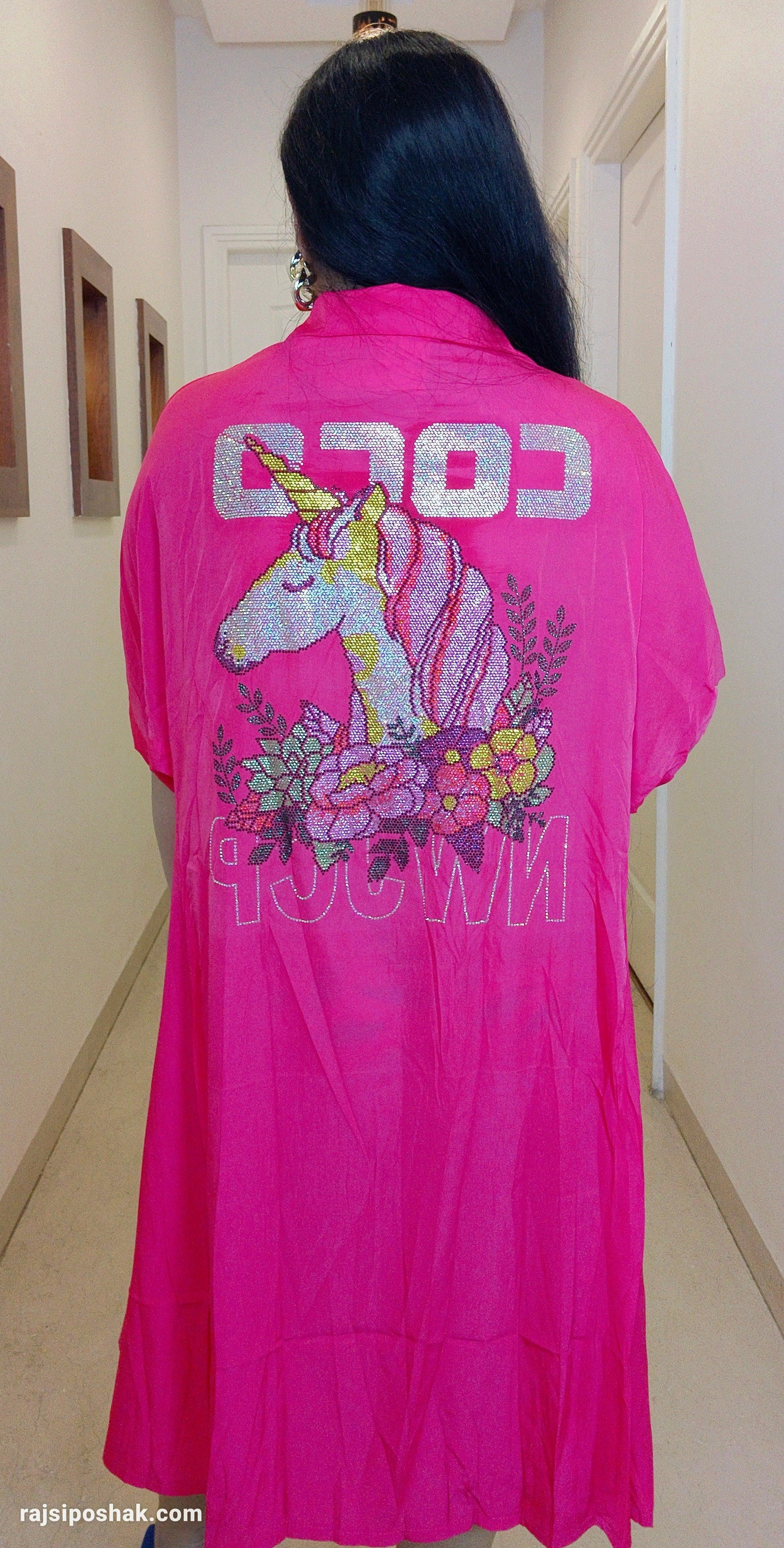 IMPORTED FABRIC DRESS WITH SIROSKI - RajsiPoshak