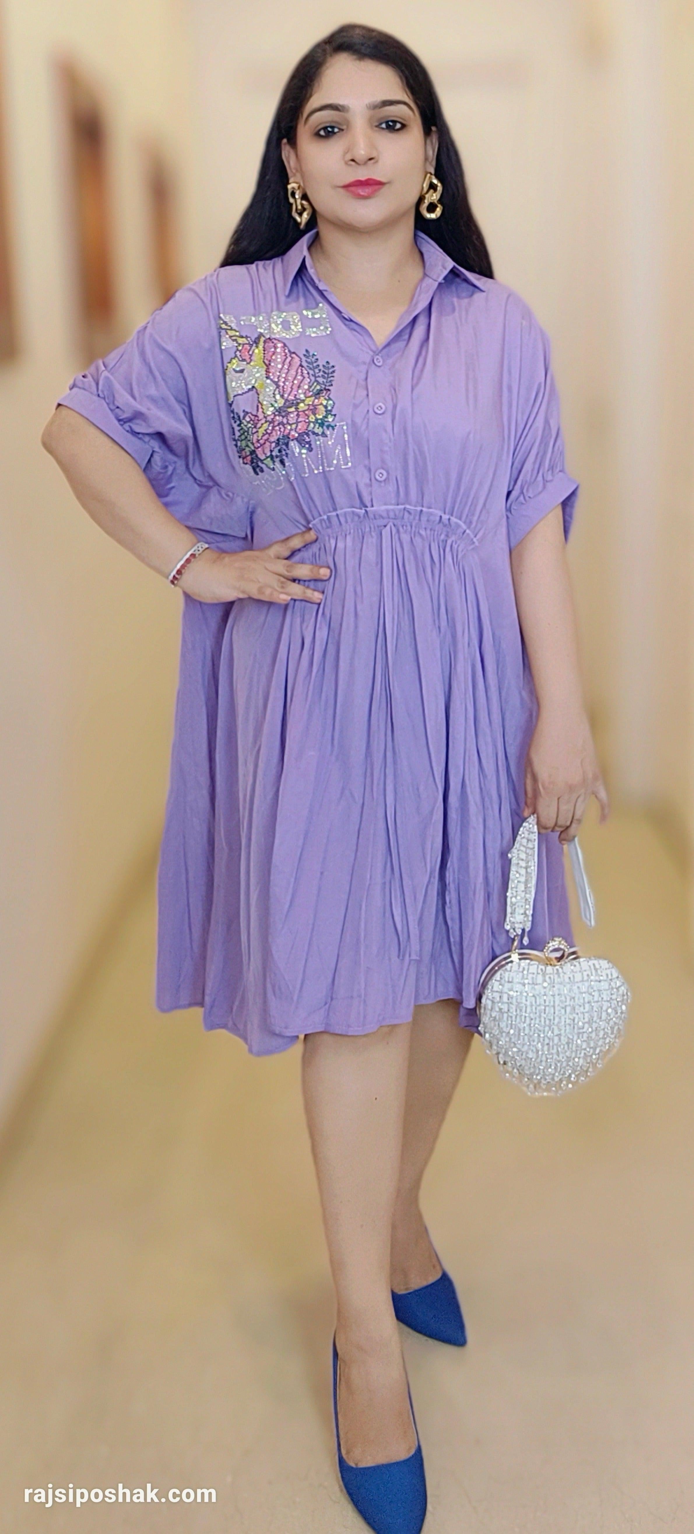 IMPORTED FABRIC DRESS WITH SIROSKI - RajsiPoshak