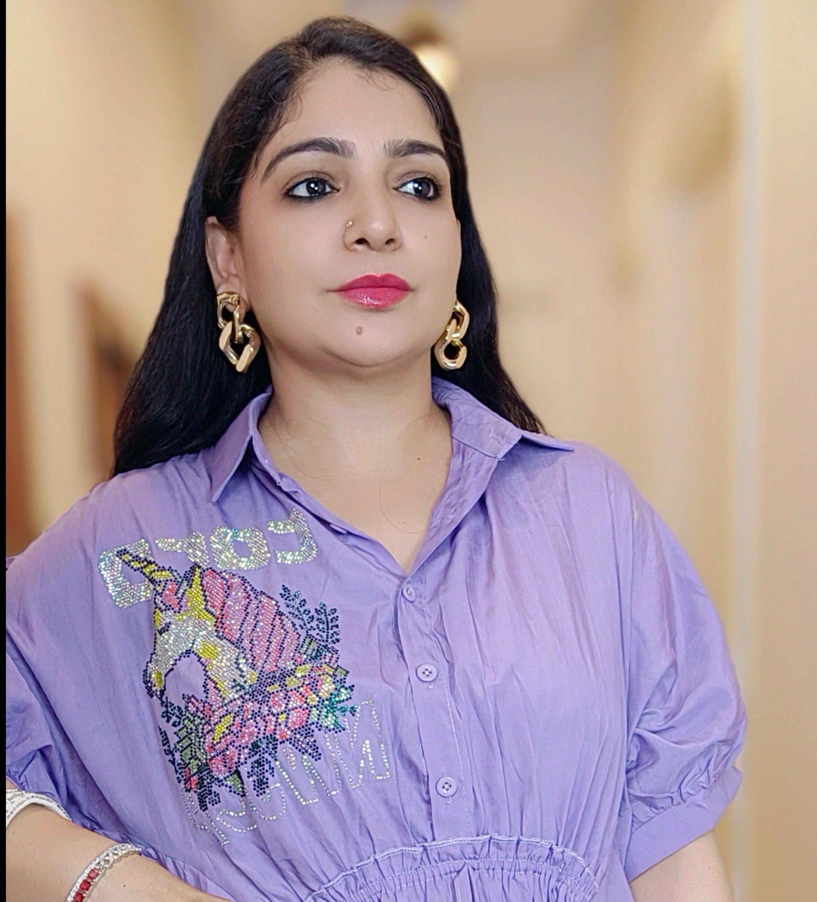 IMPORTED FABRIC DRESS WITH SIROSKI - RajsiPoshak