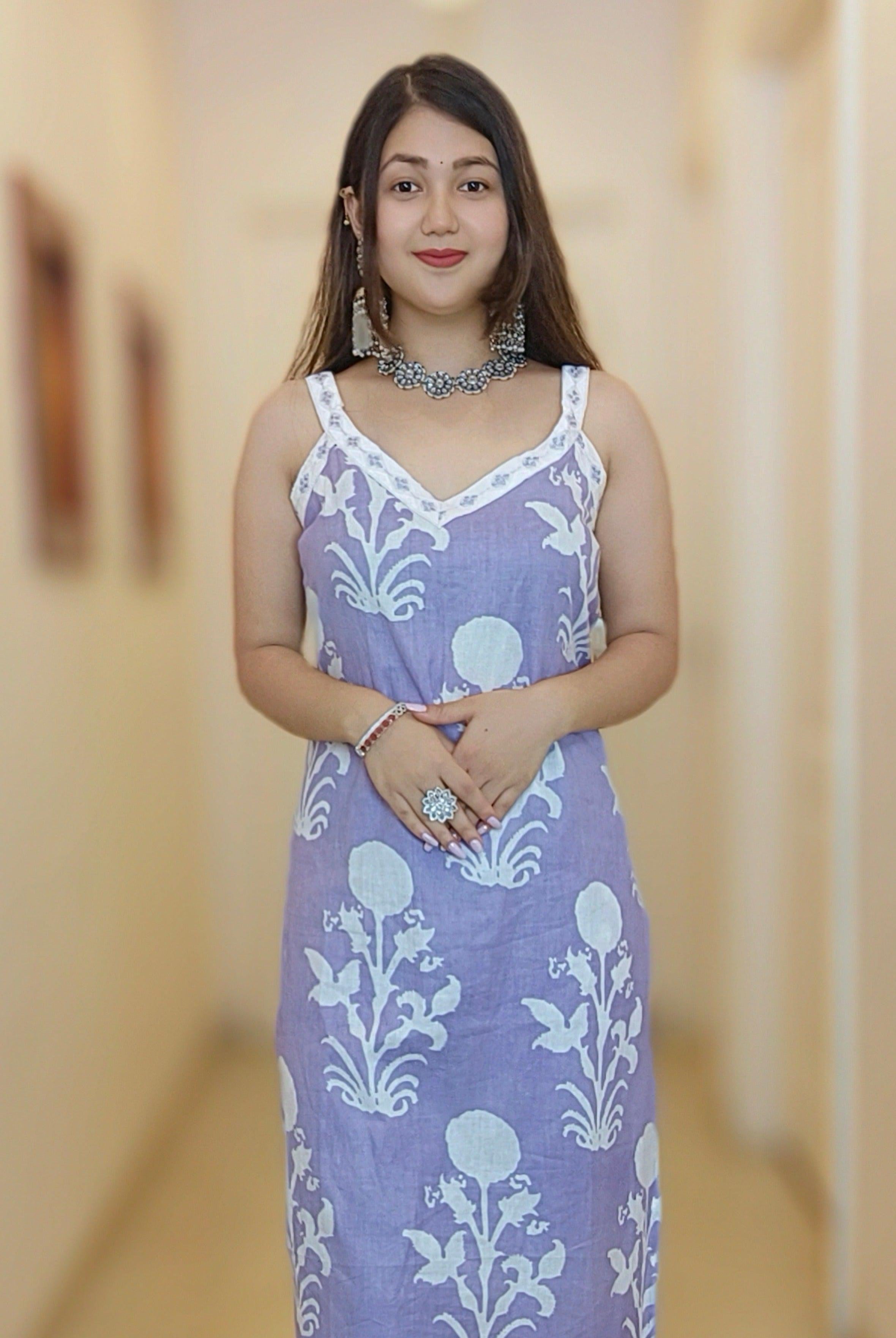 SKY BLUE & PURPLE PURE COTTON DESIGNER SUIT - RajsiPoshak