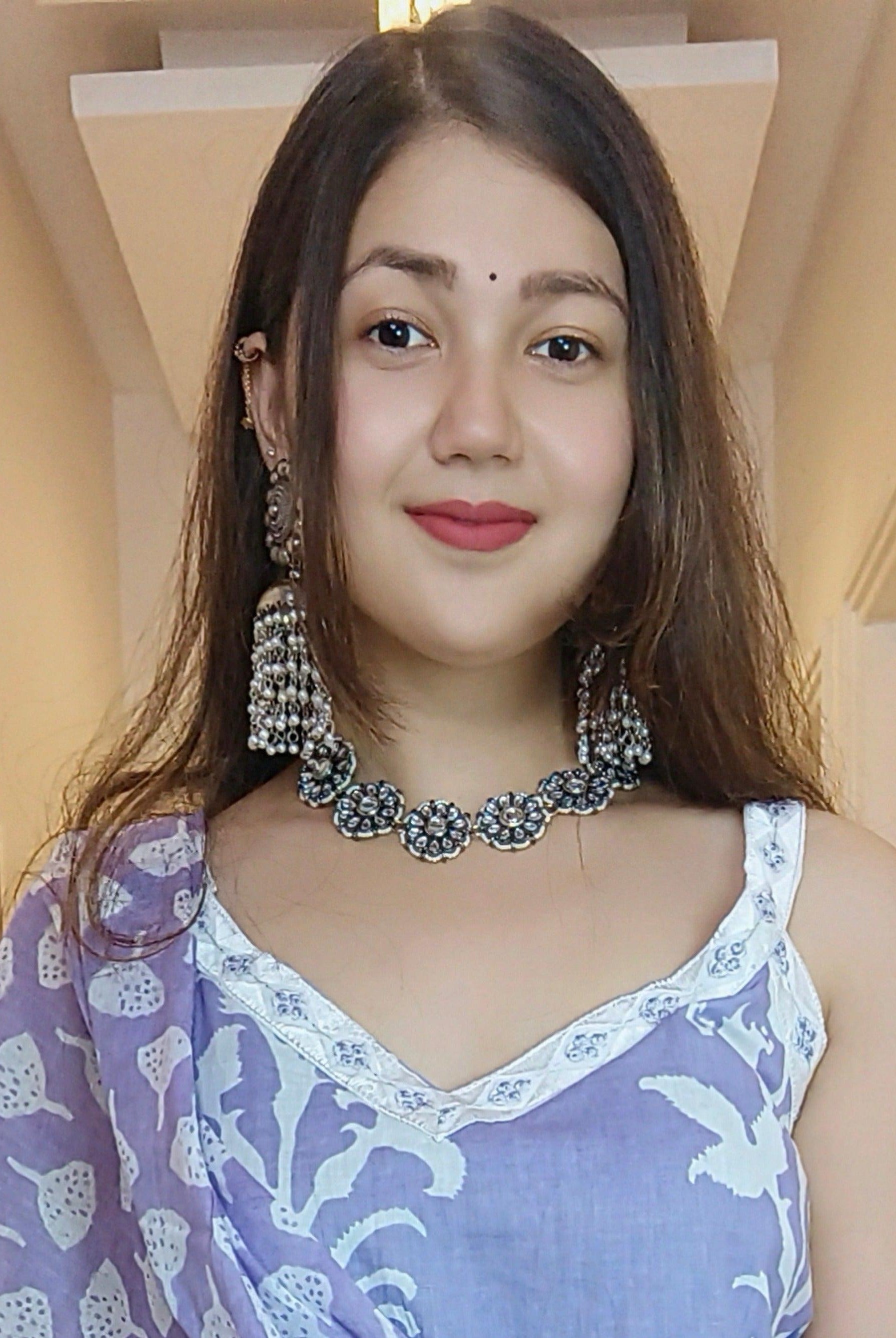 SKY BLUE & PURPLE PURE COTTON DESIGNER SUIT - RajsiPoshak