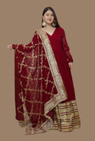 MAROON GEORGETTE HEAVY ANARKALI - RajsiPoshak