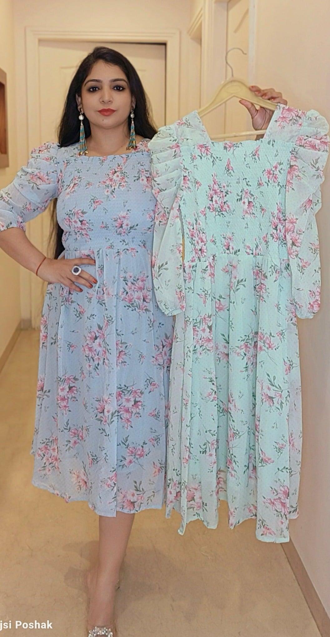 GEORGETTE FLORAL DRESS - RajsiPoshak