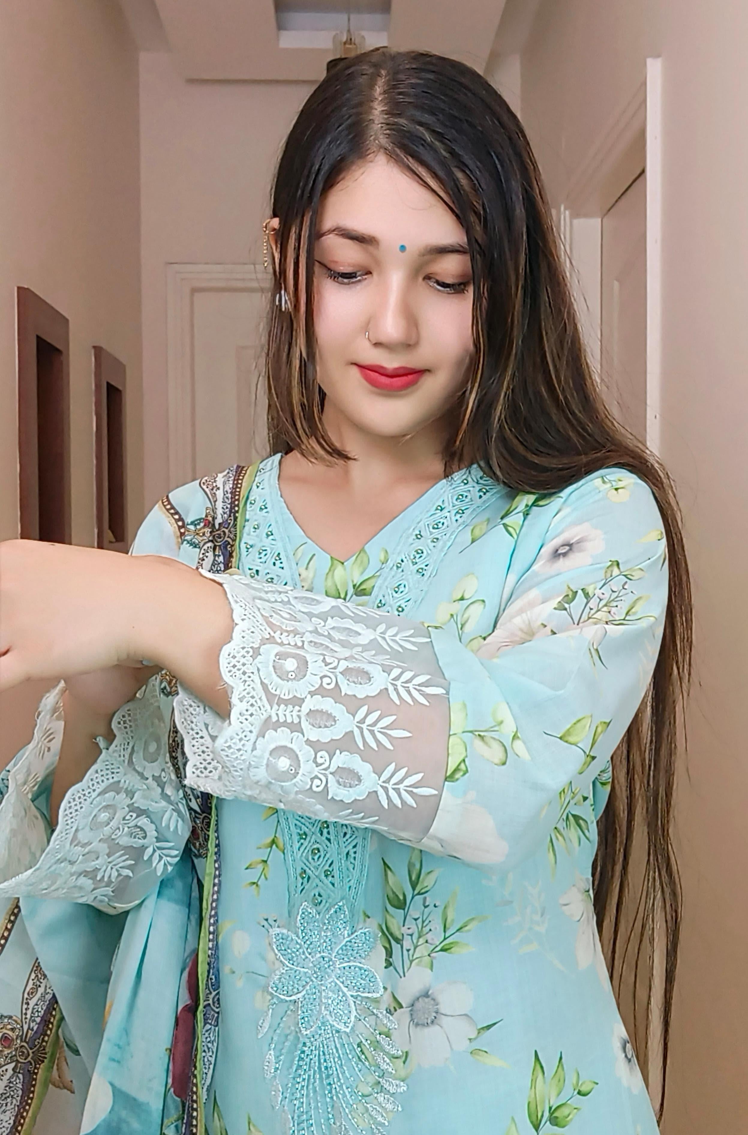 SKYBLUE DESIGNER COTTON SUIT - RajsiPoshak