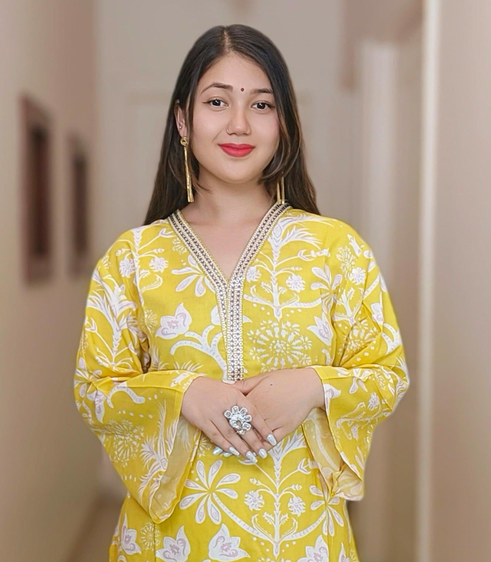 YELLOW 2 PC SUIT - RajsiPoshak
