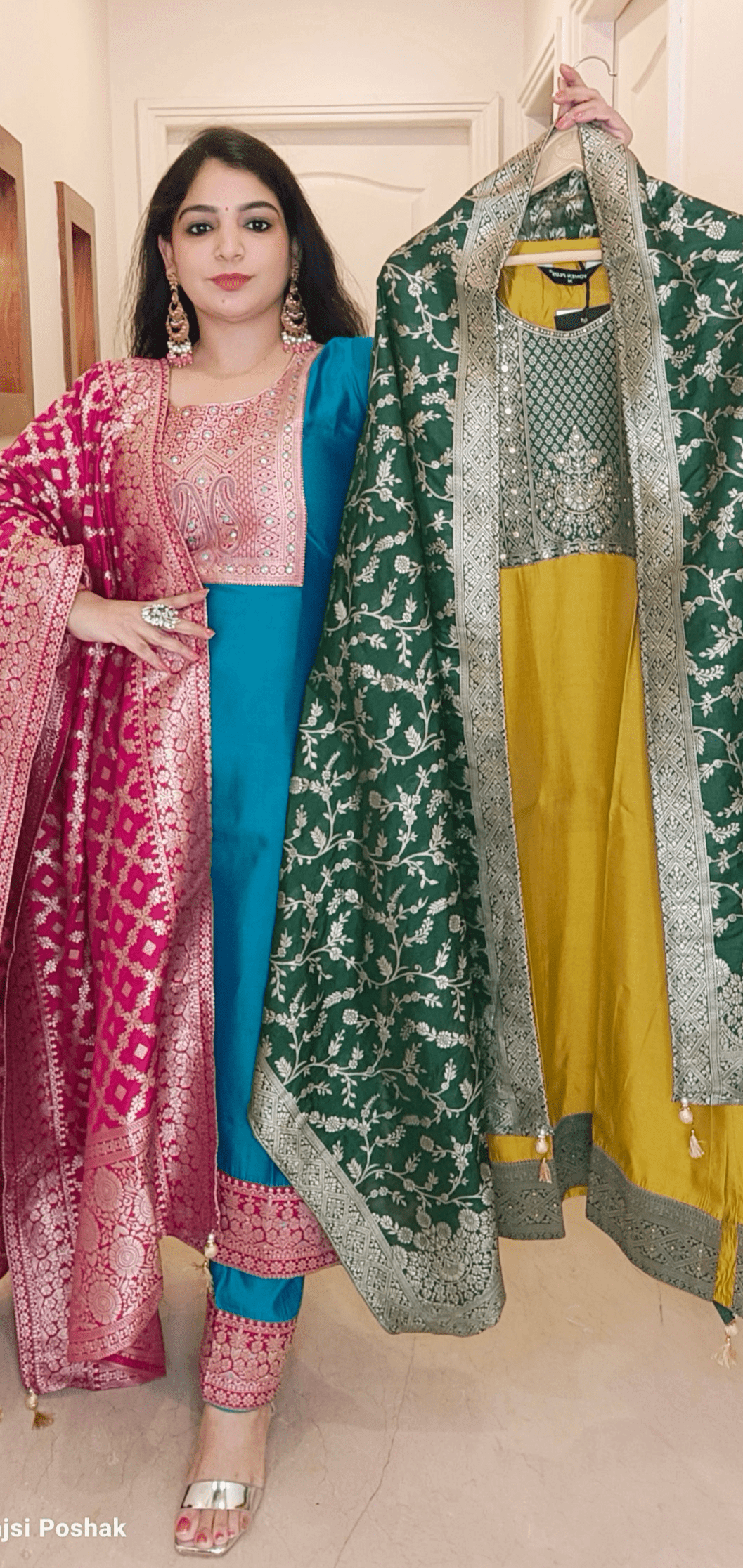 GREEN SILK SUIT - RajsiPoshak