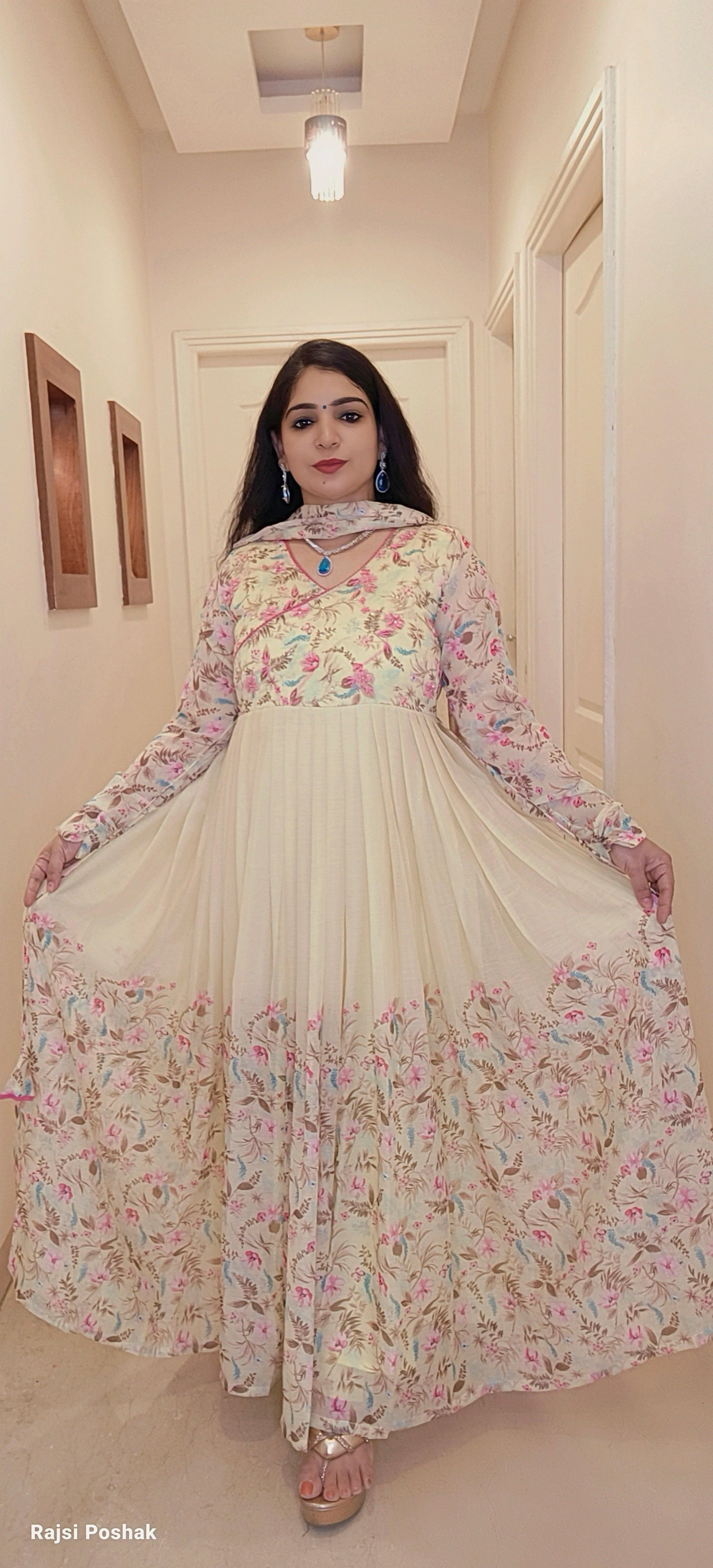 CHINOIN LEHRIYA FLARED ANARKALI - RajsiPoshak