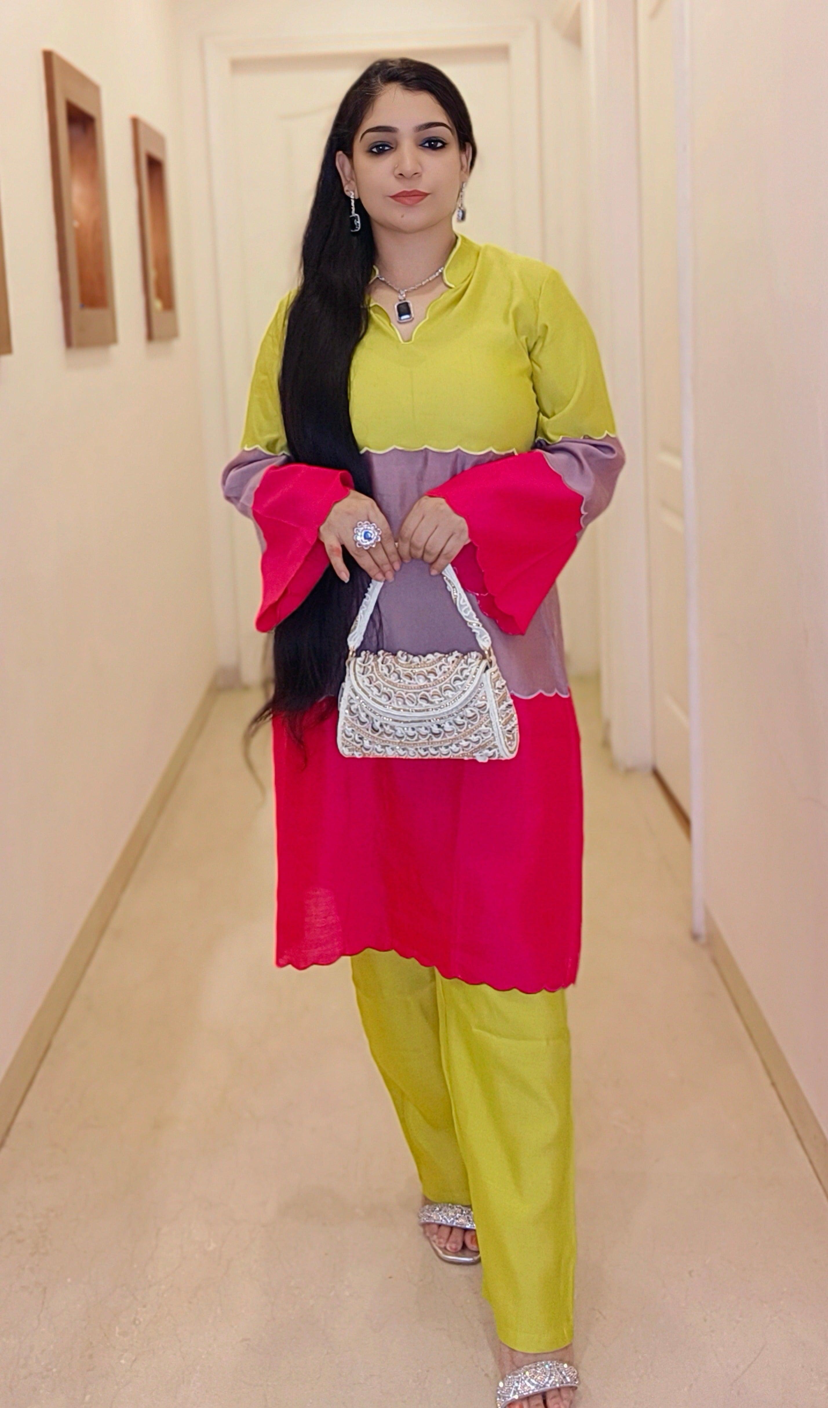 MULTICOLOR COTTON SILK CO-ORD - RajsiPoshak