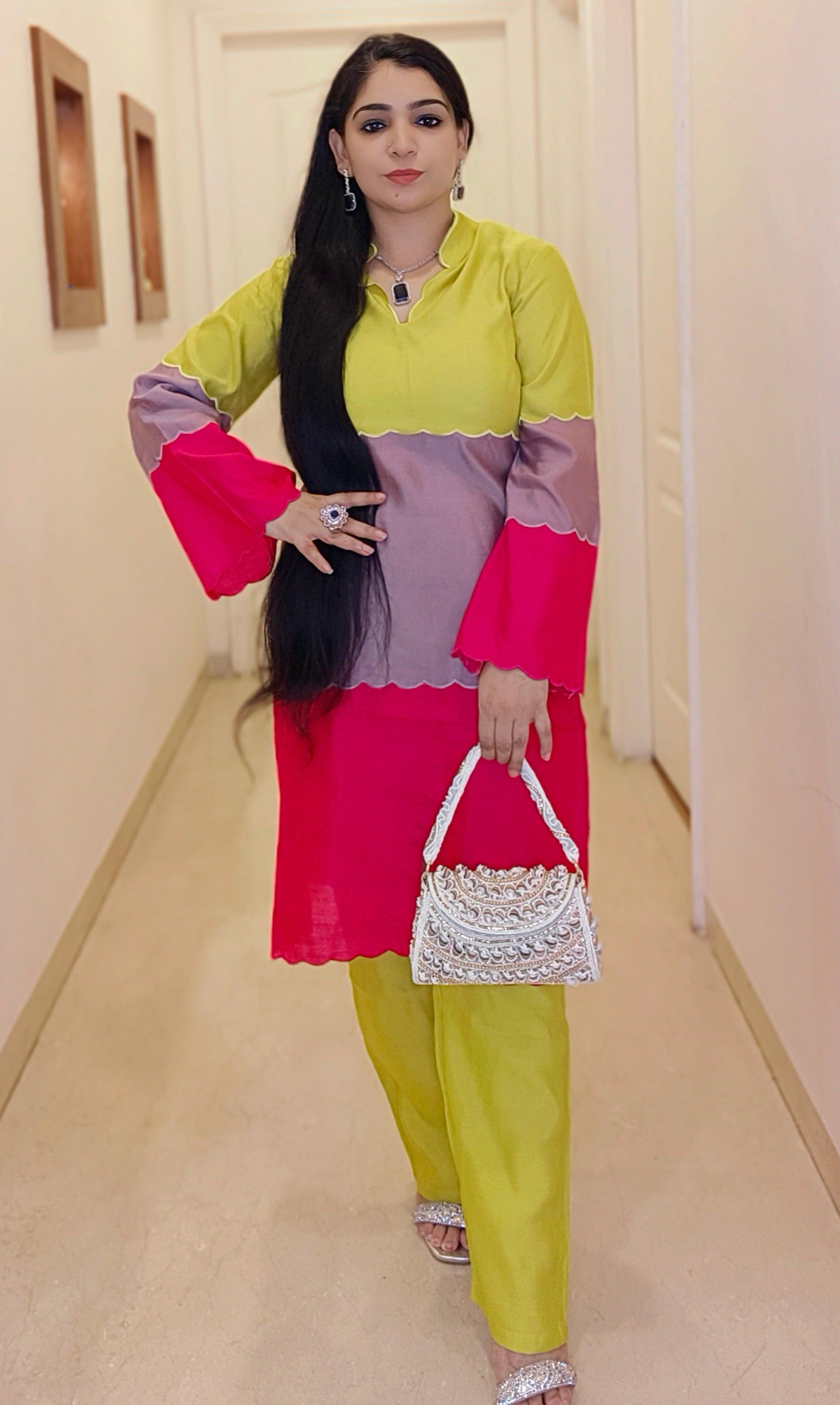 MULTICOLOR COTTON SILK CO-ORD - RajsiPoshak