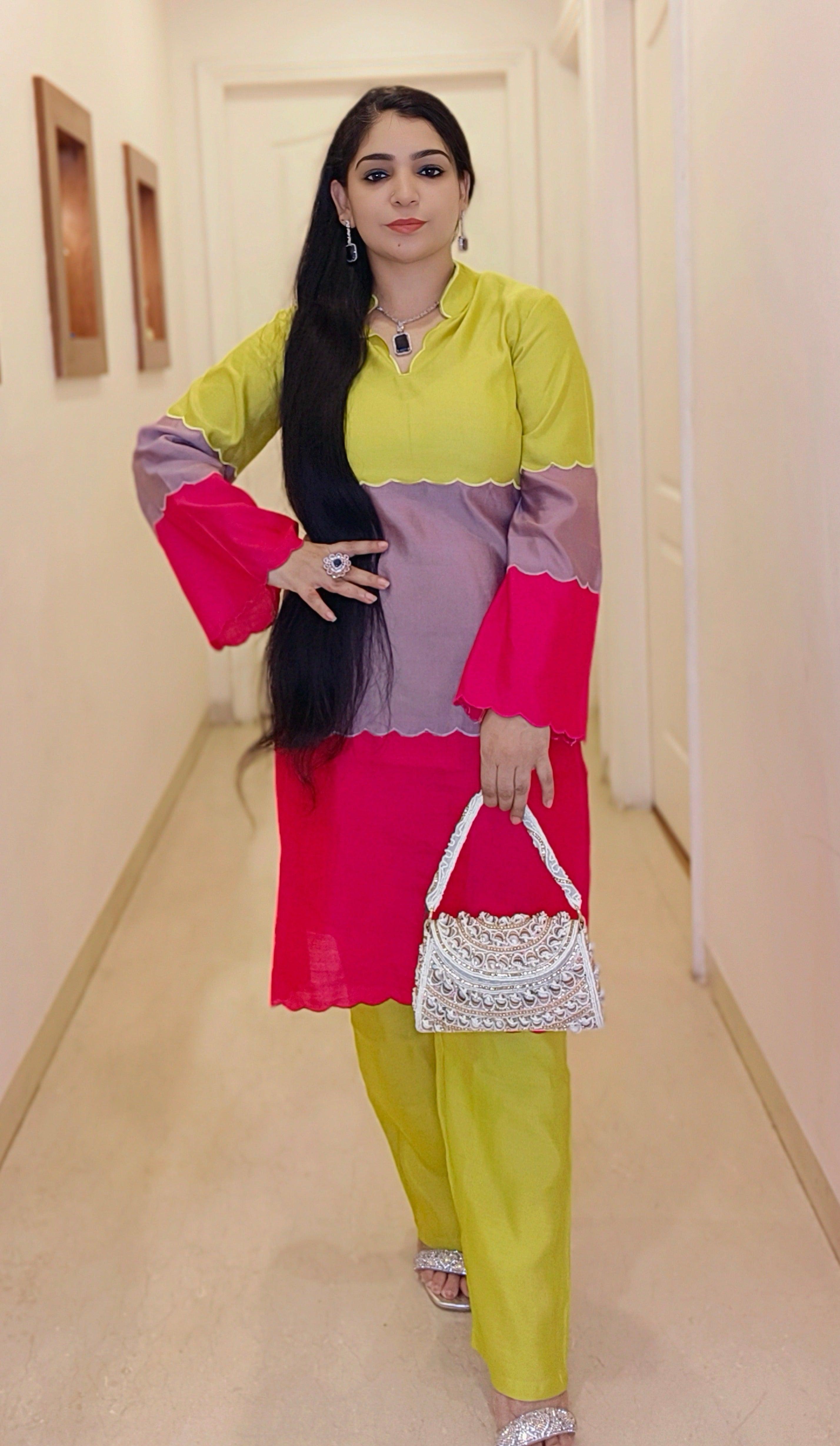 MULTICOLOR COTTON SILK CO-ORD - RajsiPoshak