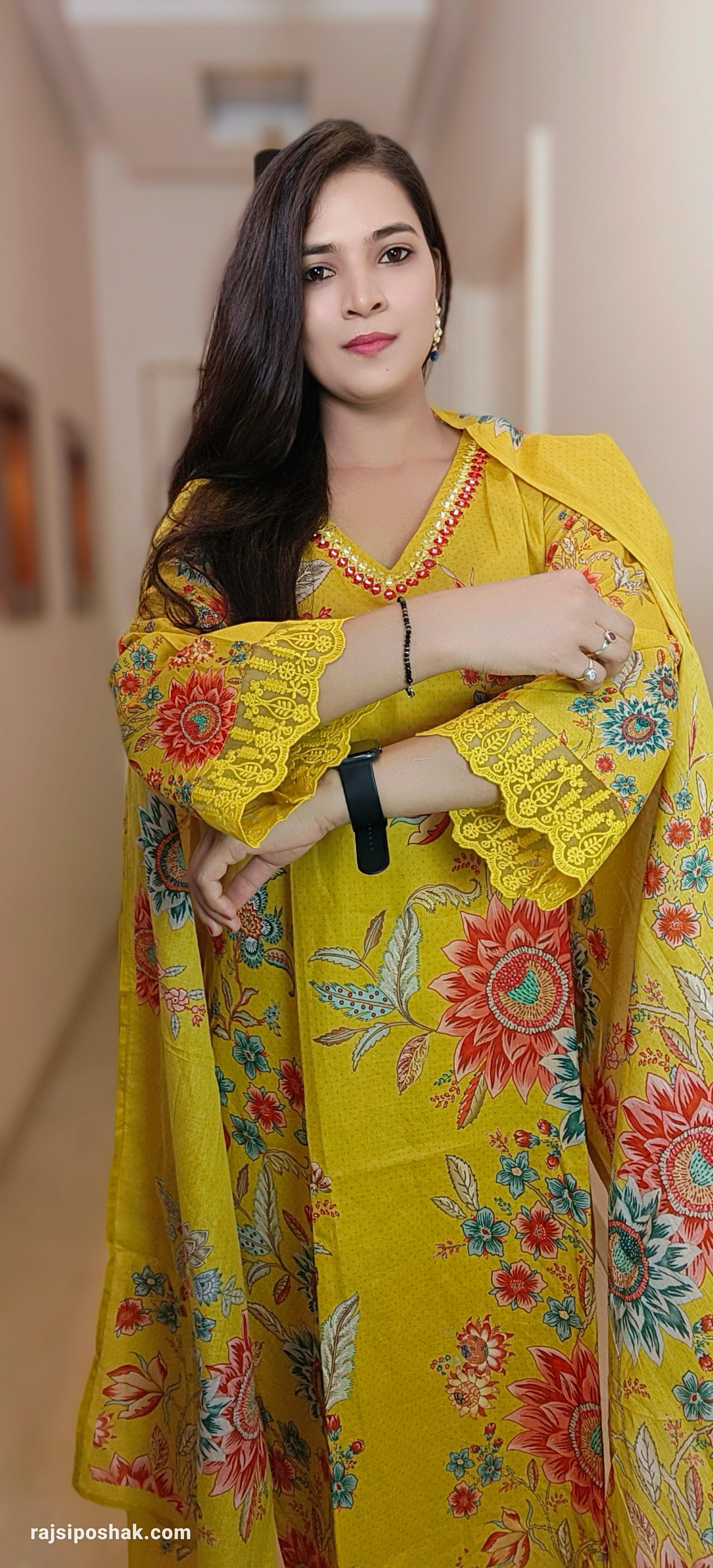 MUSTARD YELLOW COTTON SUIT - RajsiPoshak