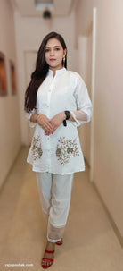 WHITE SILK COORD SET - RajsiPoshak