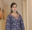BLUE FLORAL PRINTED 3 PC COTTON SUIT - RajsiPoshak