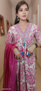 PINK & WHITE Cotton ALINE SUIT - RajsiPoshak