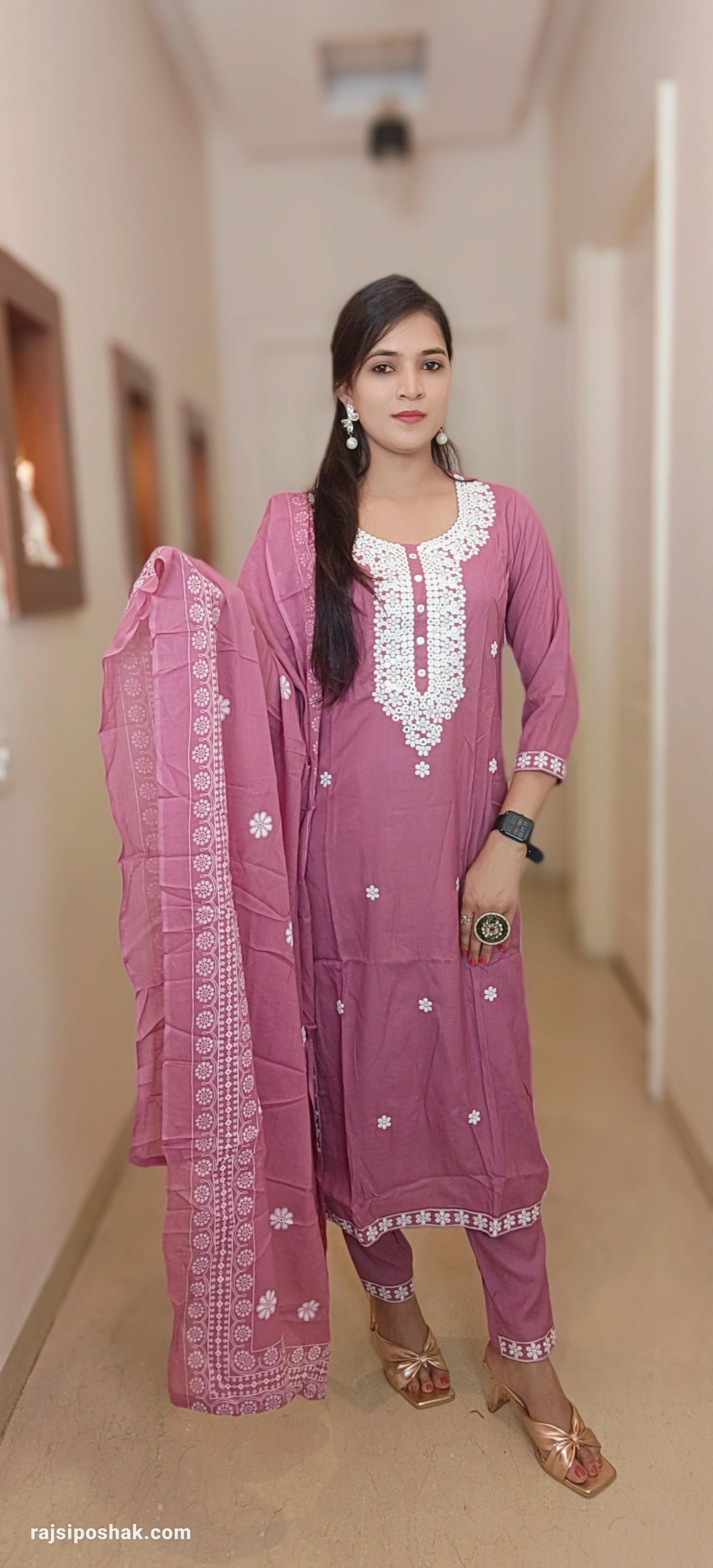 ONION PINK COTTON SUIT - RajsiPoshak