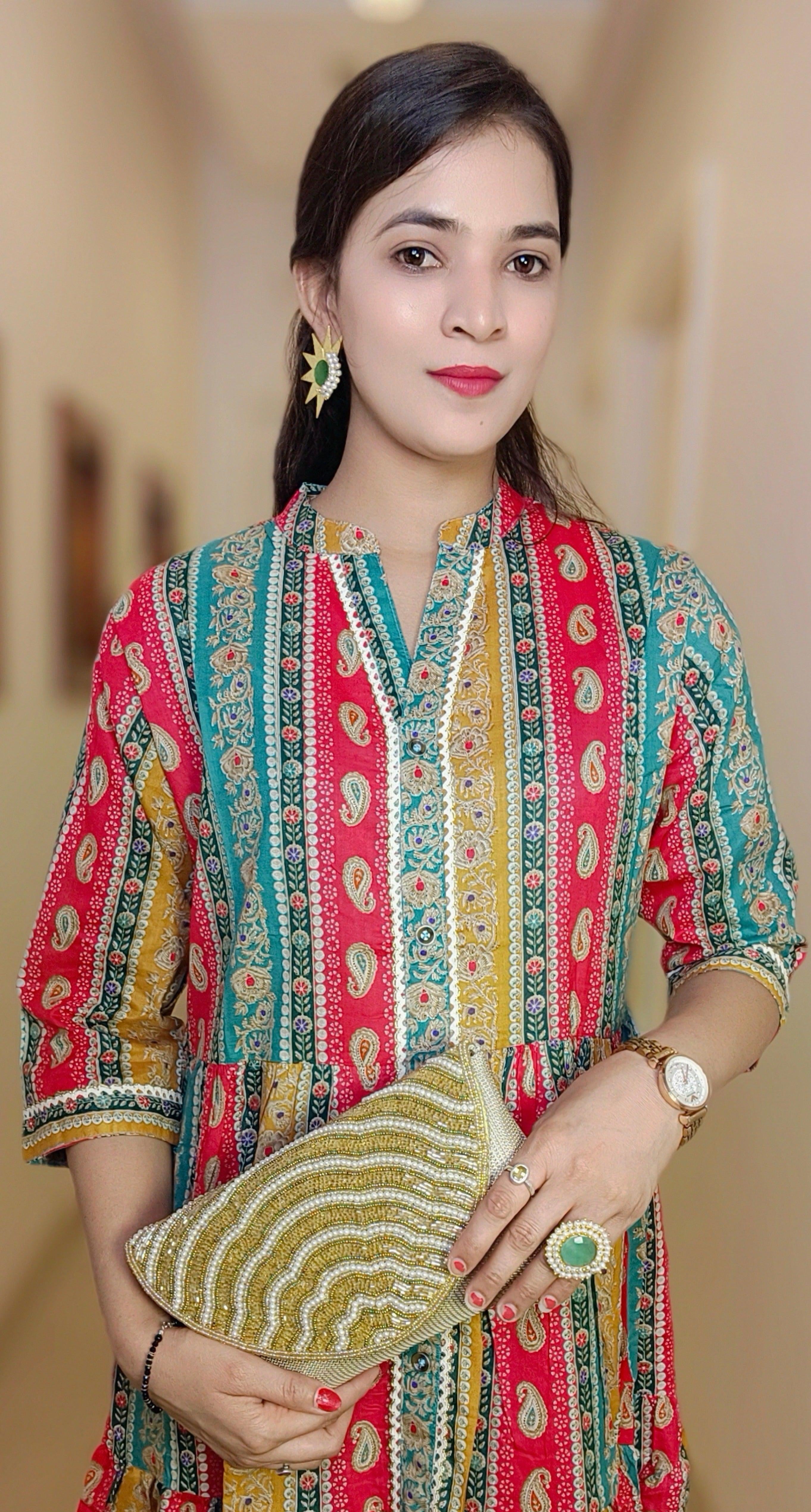 MULTI COLOR MUSLIN DRESS - RajsiPoshak