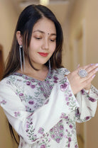 WHITE GEORGETTE 3 PC SUIT - RajsiPoshak