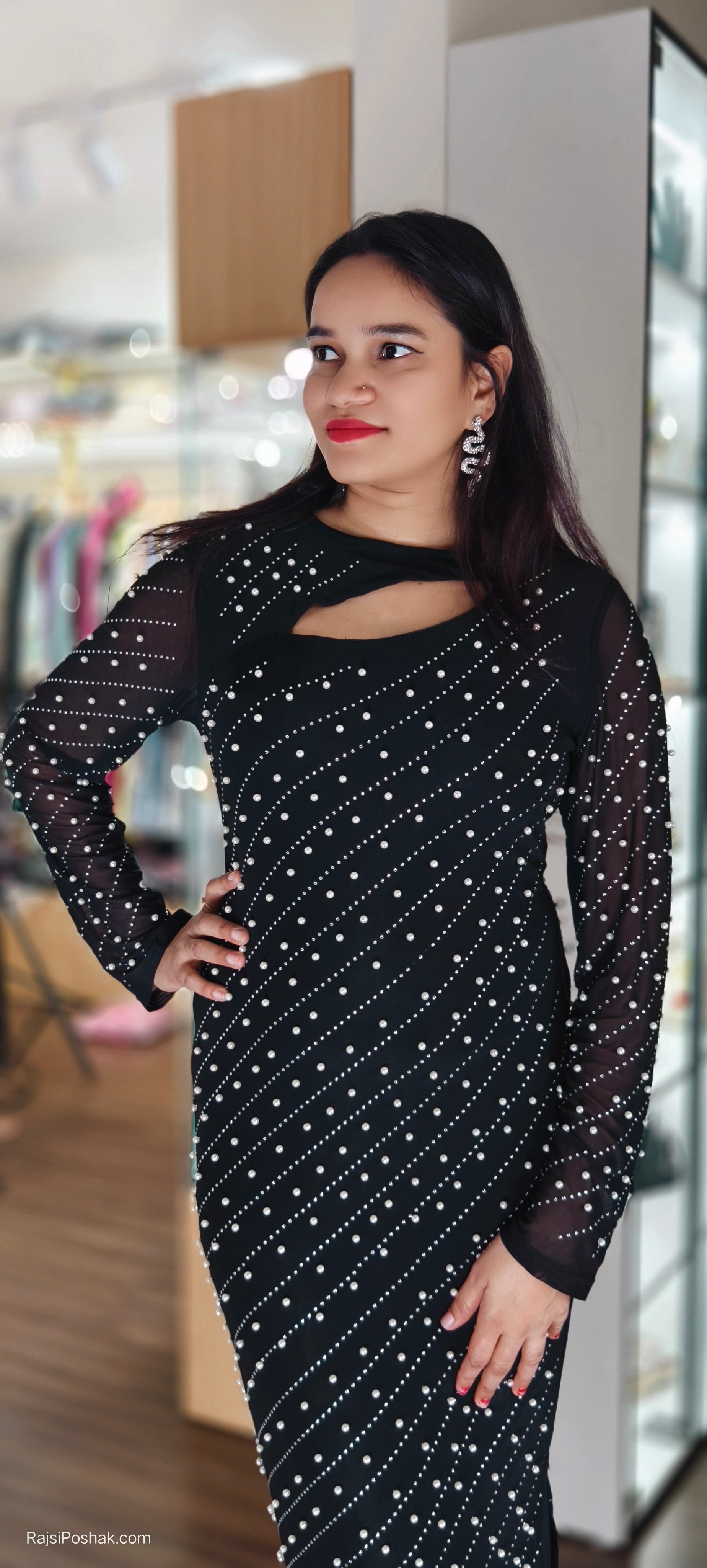 LONG PEARL PARTY WEAR DRESS
