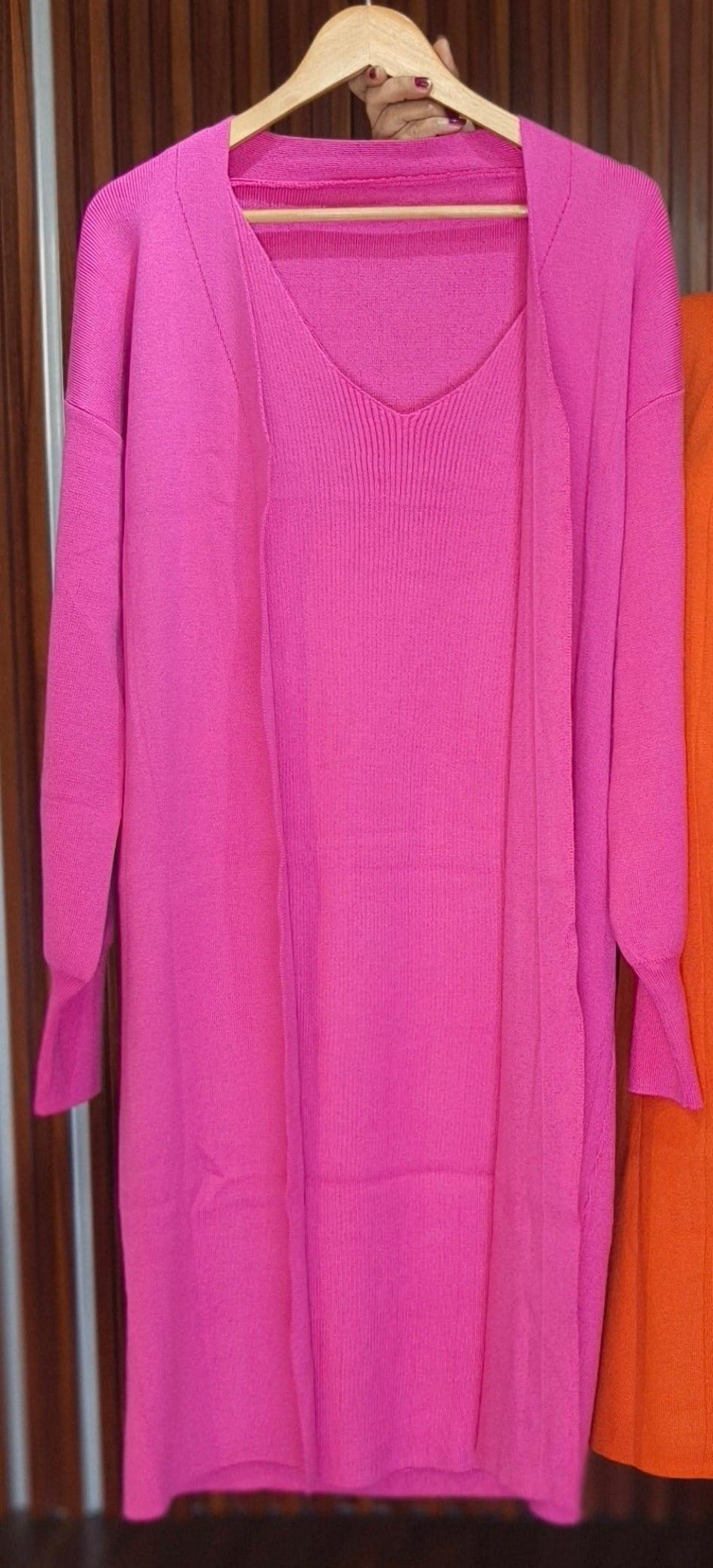 ORANGE,PINK & BLACK 2 PCS  WINTER DESIGNER DRESS WITH JACKET