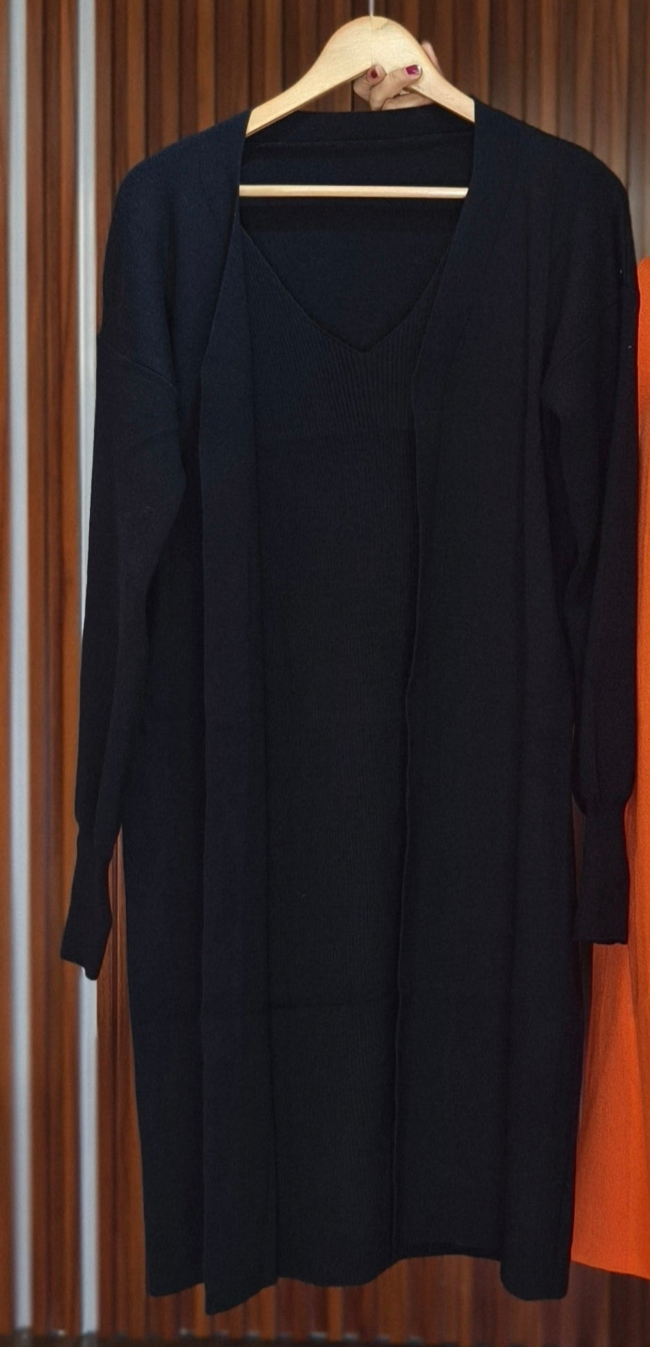 ORANGE,PINK & BLACK 2 PCS  WINTER DESIGNER DRESS WITH JACKET