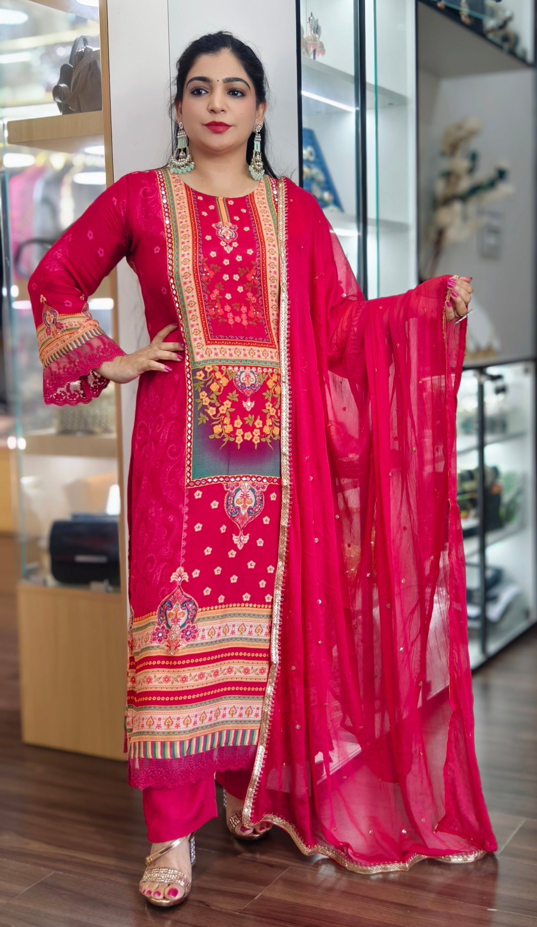 PURE VISCOSE MASLIN TOP FEATURING INTRICATE ALL-OVER HANDWORK,  AND DELICATE LACE DETAILING, PAIRED