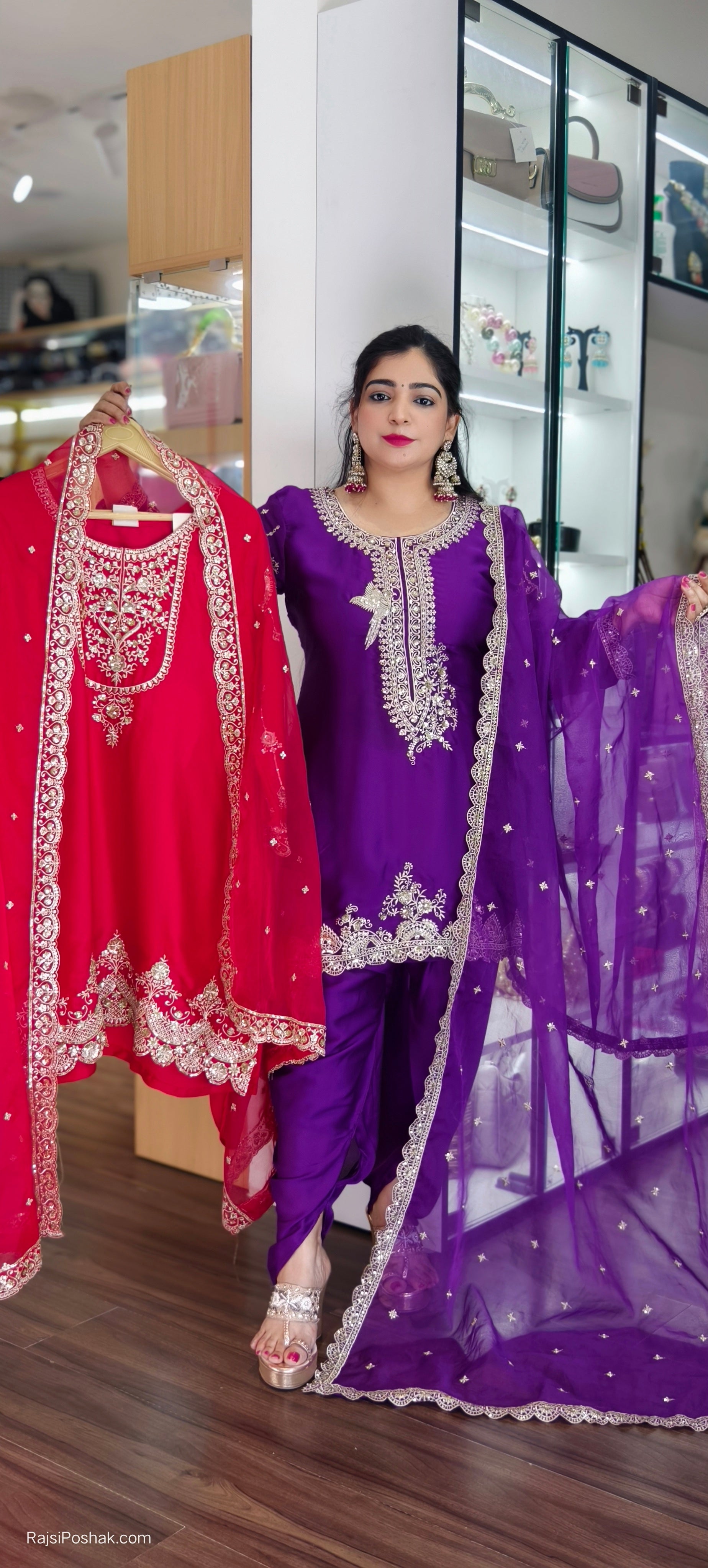 ELEGANT PARTYWEAR CRAFTED FROM PURE FABRIC, PAIRED WITH TULIP PANTS FOR A CHIC AND STYLISH LOOK