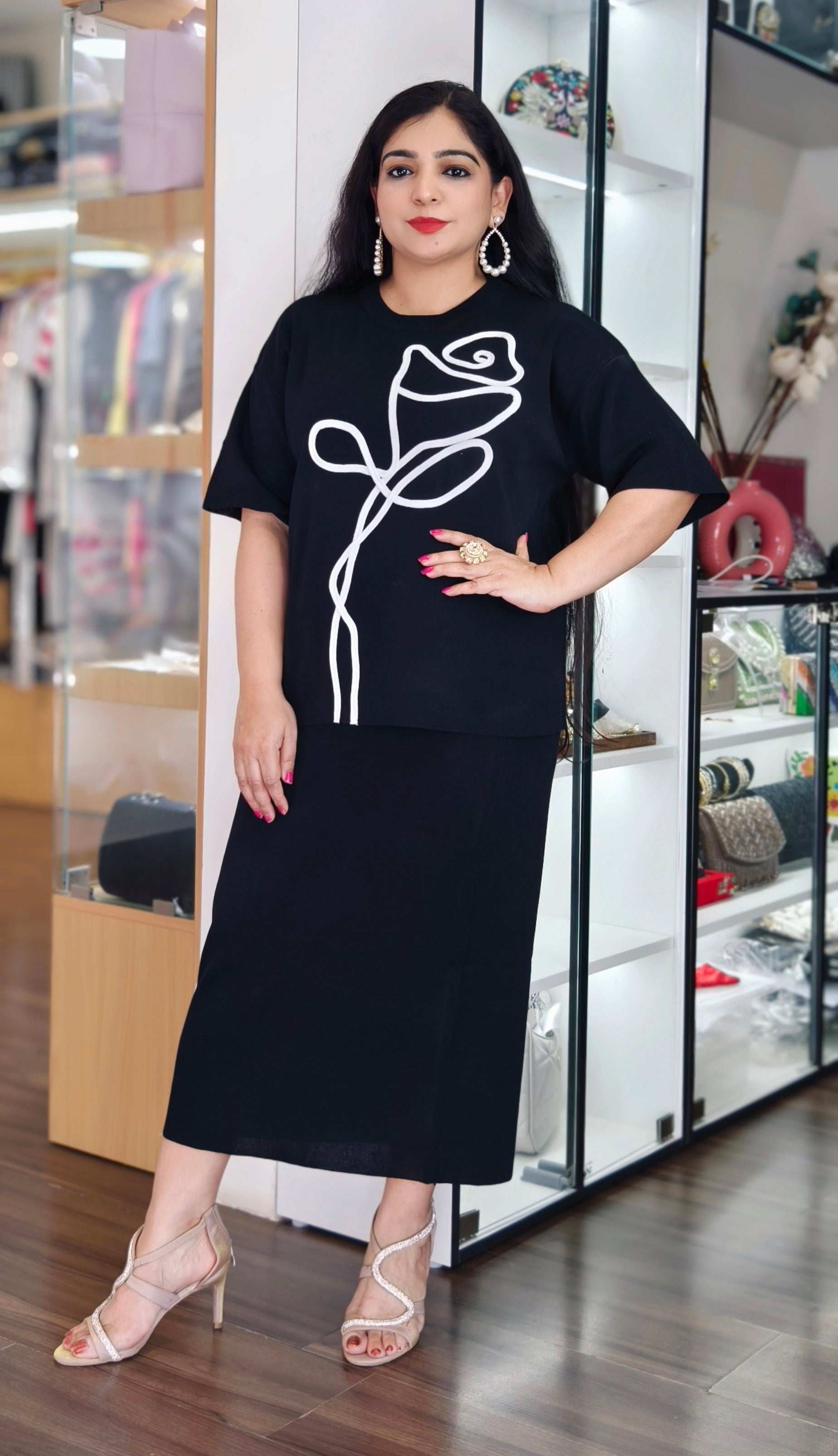 2 PCS DRESS WITH SKIRT WITH FLOWER PRINT
