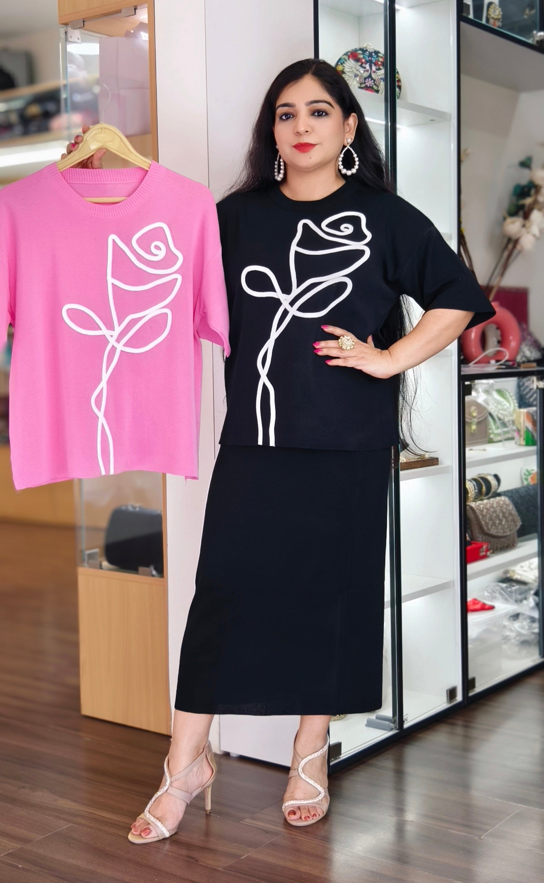 2 PCS DRESS WITH SKIRT WITH FLOWER PRINT