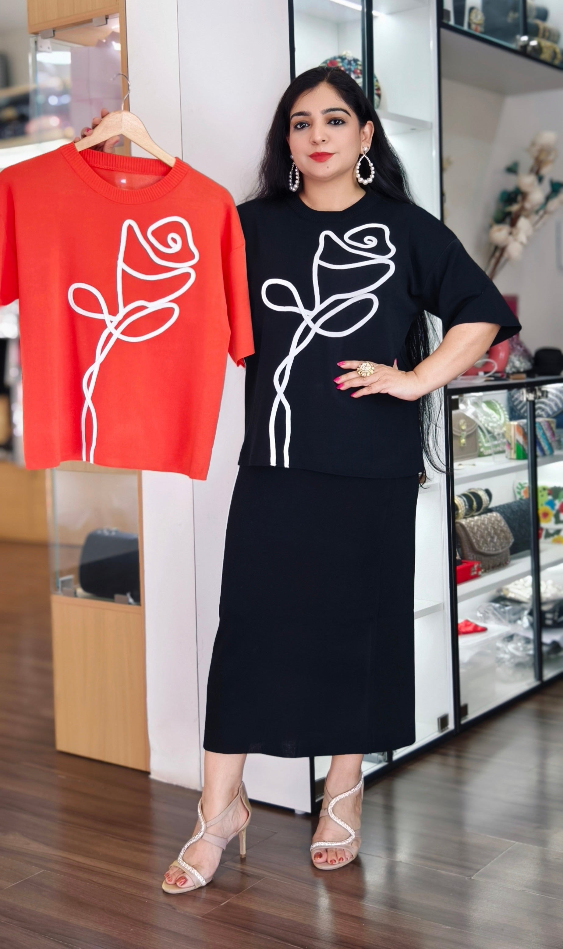 2 PCS DRESS WITH SKIRT WITH FLOWER PRINT