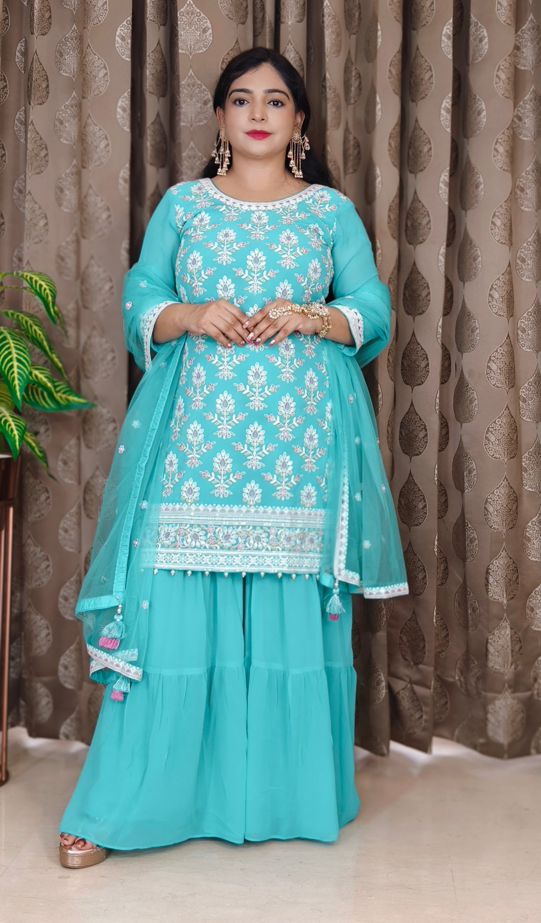 FIROZI GEORGETTE SARARA SUIT WITH COTTON LINING