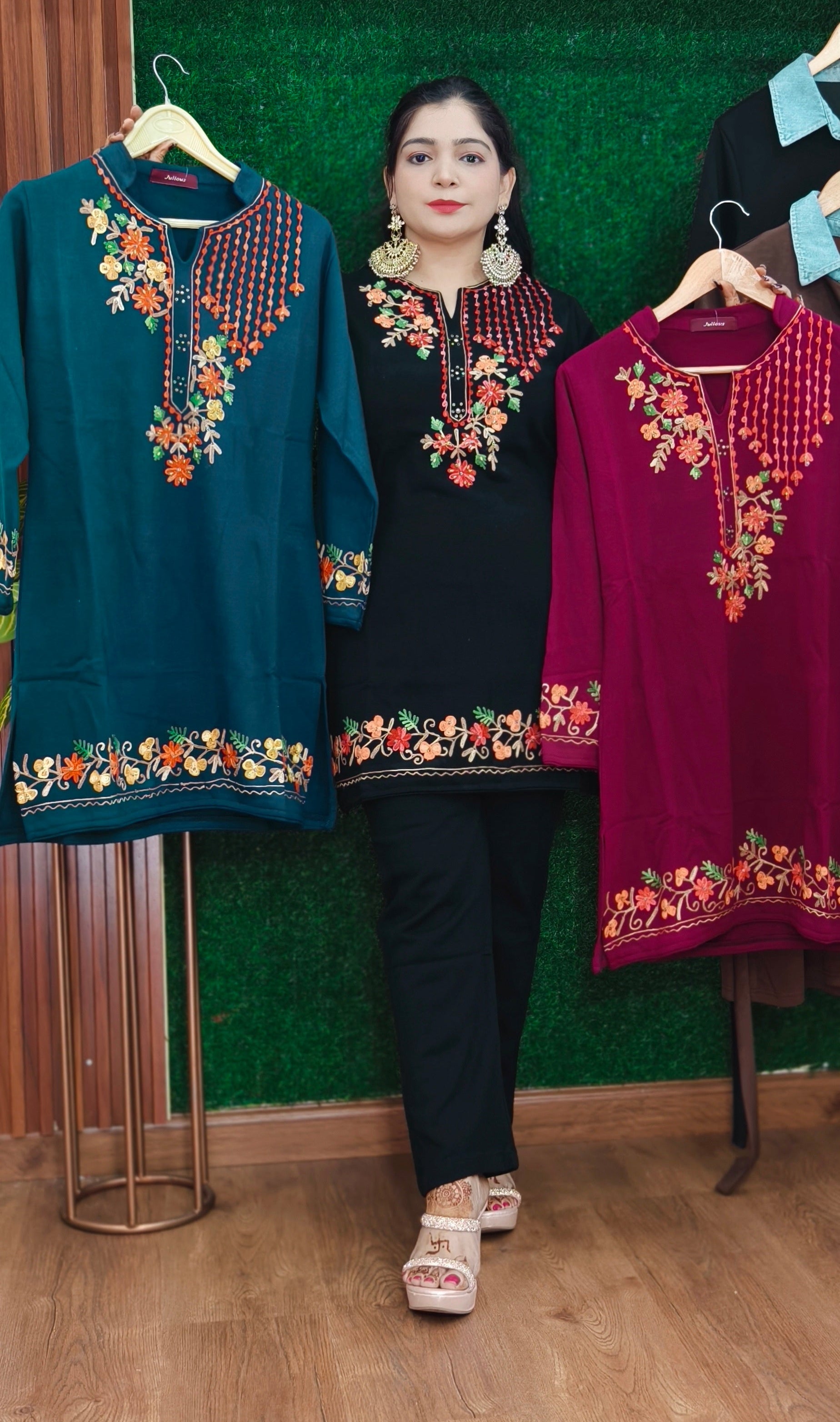 STYLISH WINTER COORD SET WITH EMBROIDERY WORK