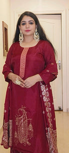 WINE SARARA SILK SUIT - RajsiPoshak