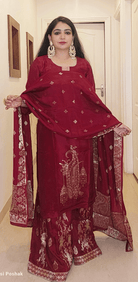 WINE SARARA SILK SUIT - RajsiPoshak