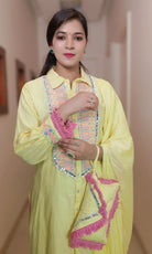 YELLOW COTTON COORDSET CUM 4 PC SUIT - RajsiPoshak