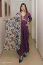 PURPLE ALIA CUT SILK SUIT - RajsiPoshak
