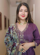 PURPLE ALIA CUT SILK SUIT - RajsiPoshak
