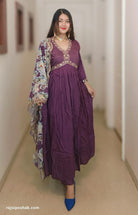 PURPLE ALIA CUT SILK SUIT - RajsiPoshak