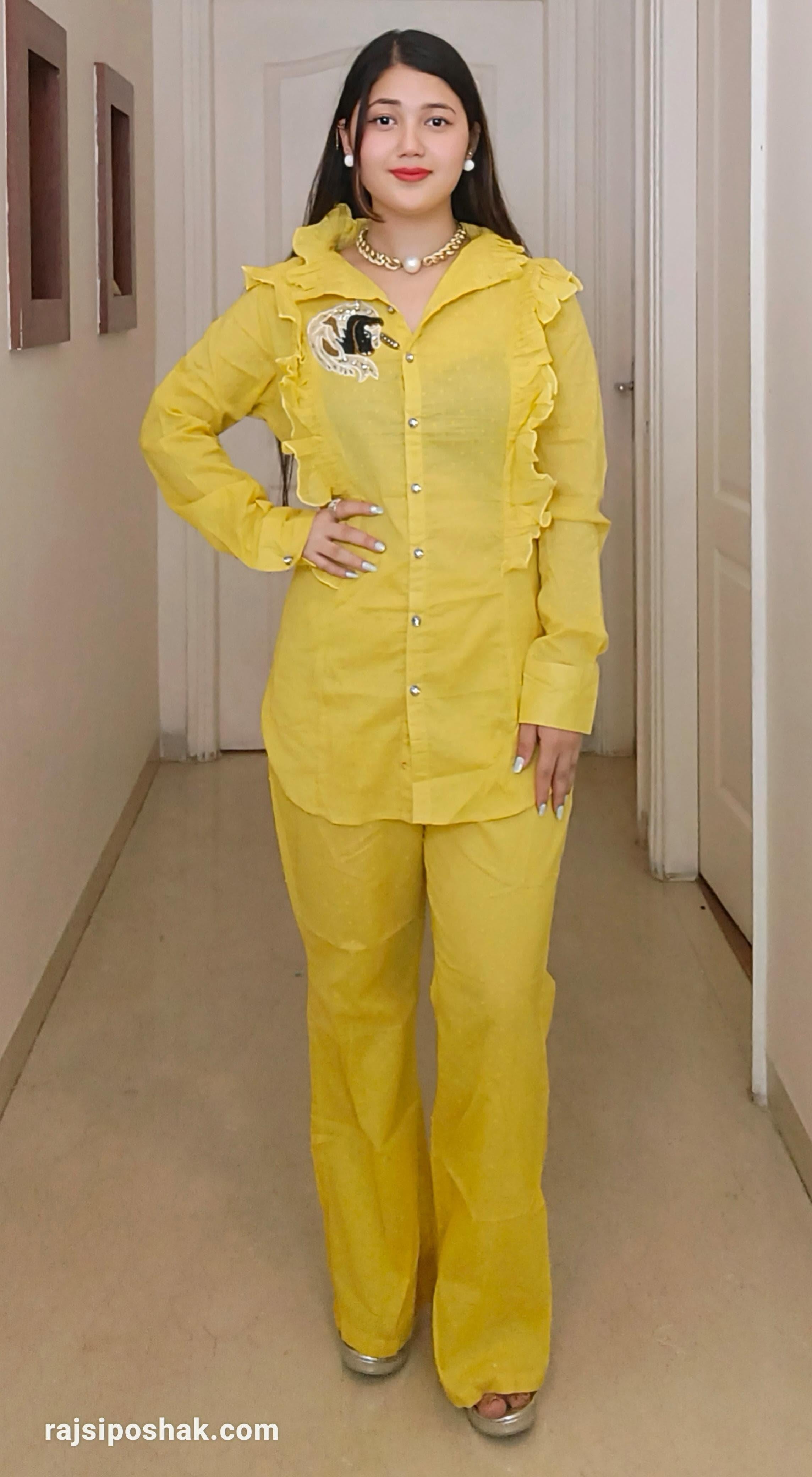 YELLOW COTTON 2 PC COORDSET - RajsiPoshak